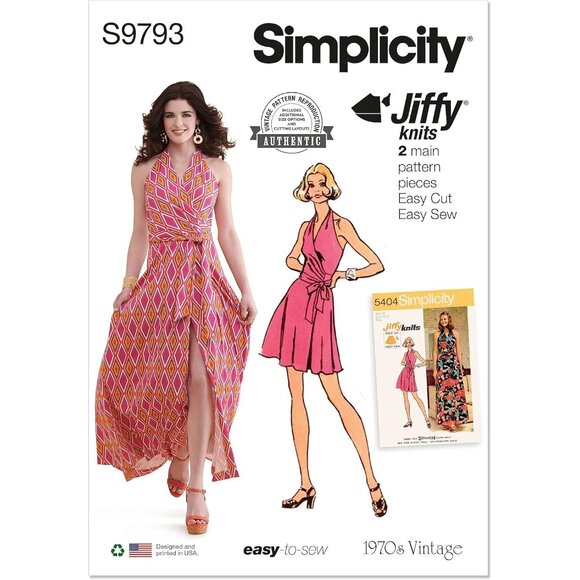 Simplicity S9793 Misses Tie-Front Wrap Halter Dress Pattern Size 18-26 - Picture 1 of 6